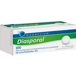 Eine Packung Magnesium-Lutschtabletten der Marke Diasporal.