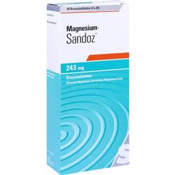 Verpackung von Magnesium-Brausetabletten mit 243 mg Dosis.